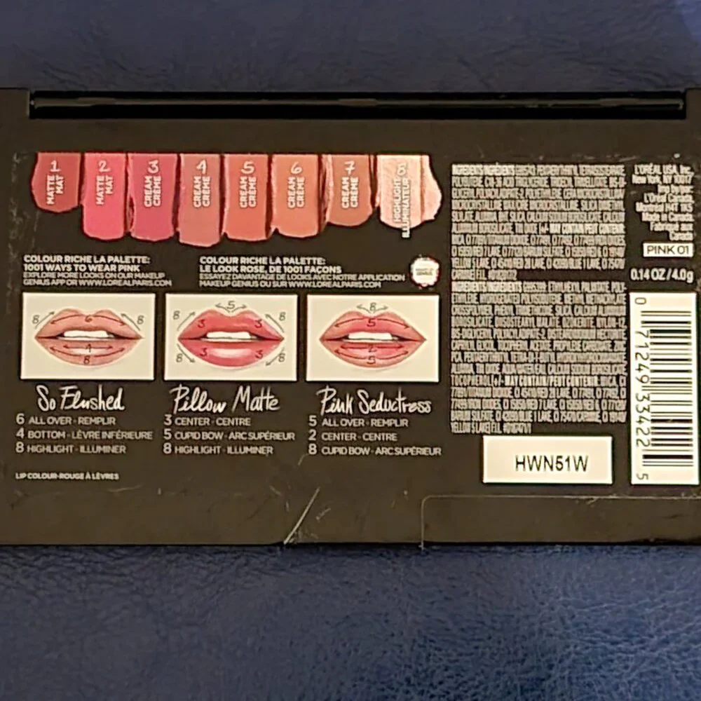 LOREAL LA PALETTE Lip Cream  Matte & Highligther Palette Pink 01 sealed NEW